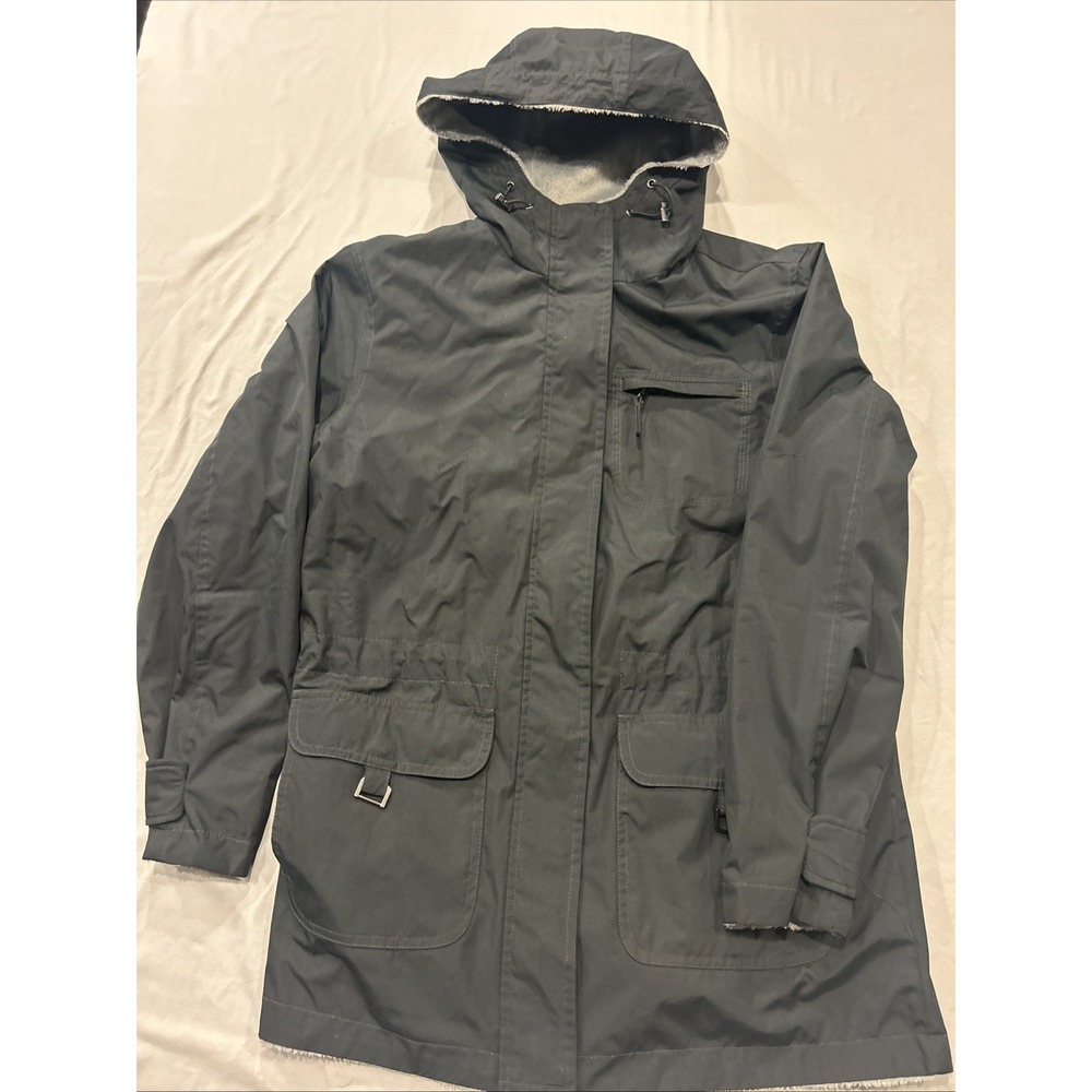 Natural Reflections Essential‎ Parka Jacket Women M Black fleece Lined Raincoat